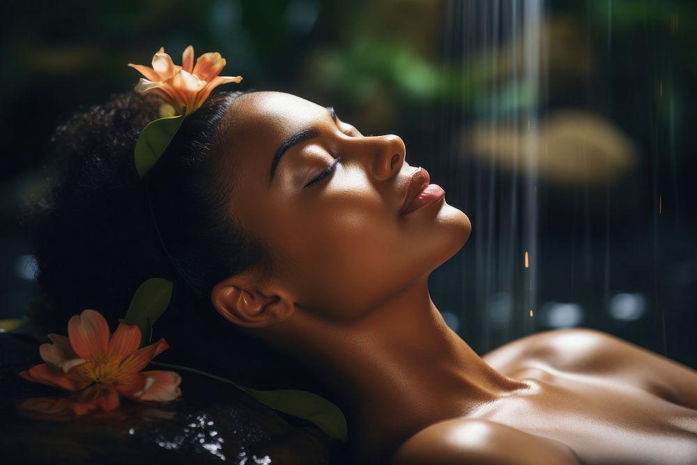 Adult woman spa contemplation. AI generated Image by rawpixel.