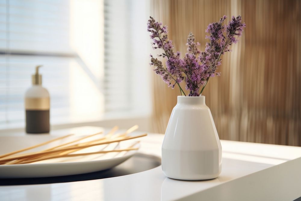Minimal fengshui aroma flower table plant. AI generated Image by rawpixel.
