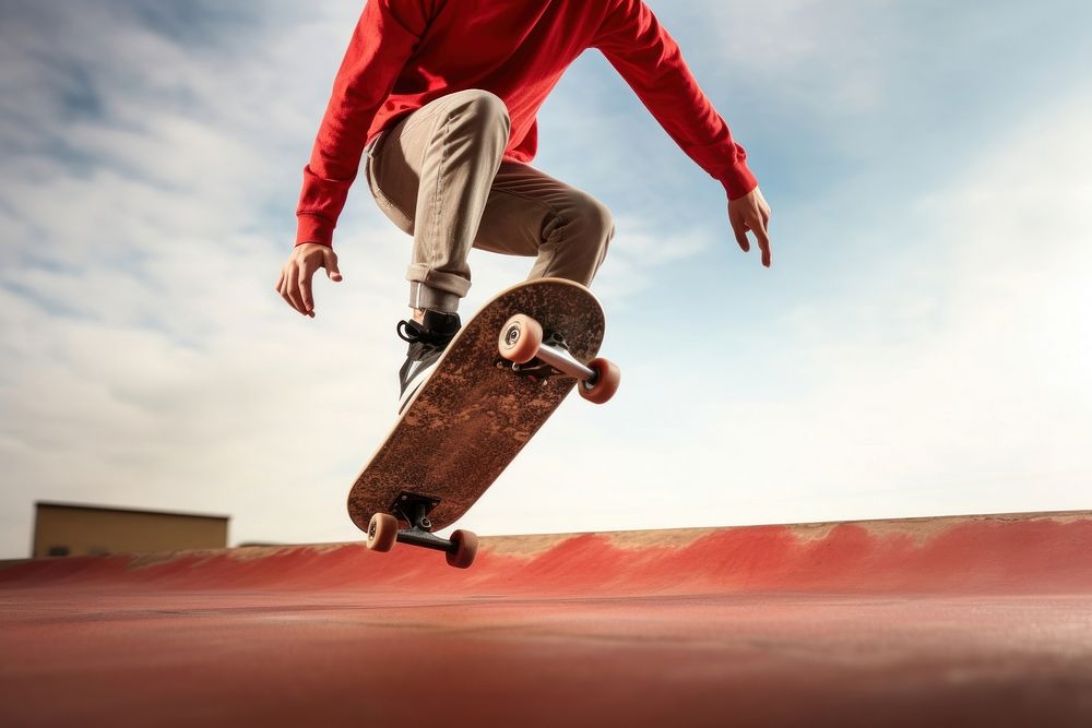 Skateboard red skateboarding exhilaration. AI generated Image by rawpixel.