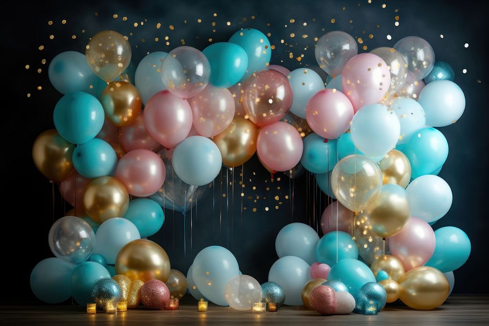 Balloon decoration birthday glowing. AI generated Image by rawpixel.