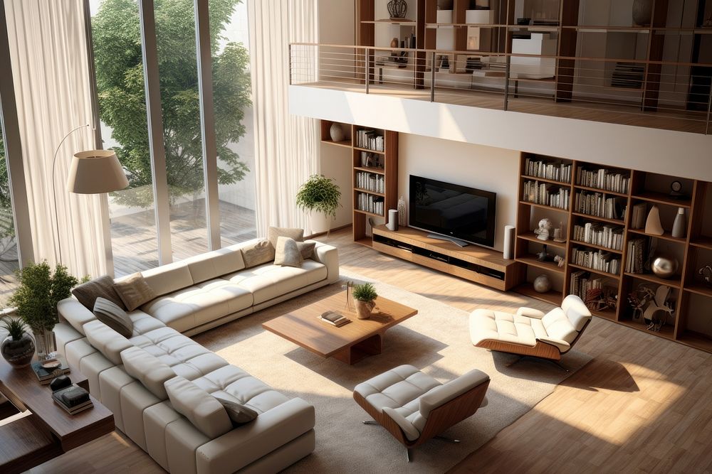 Interior modern living room architecture publication furniture. 