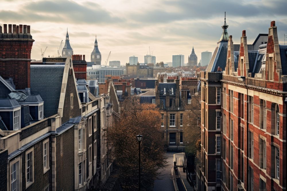 Houses across the city of london architecture metropolis cityscape. 