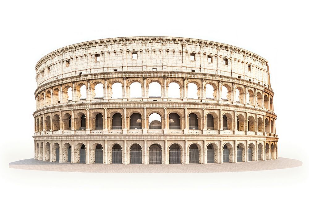 Colosseum landmark white background amphitheater. AI generated Image by rawpixel.