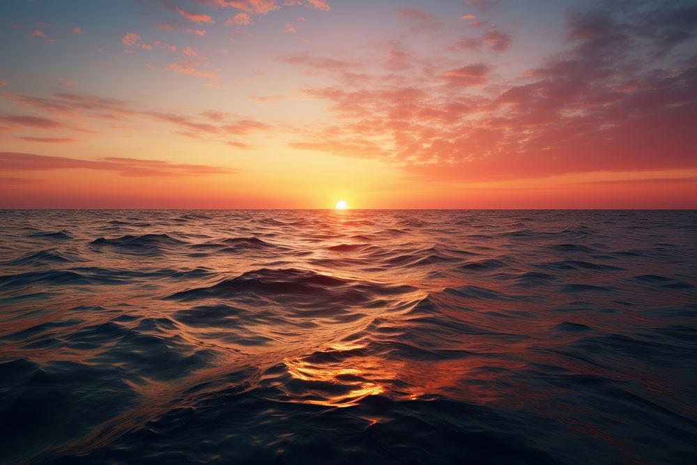 Sunset at sea outdoors horizon nature. AI generated Image by rawpixel.
