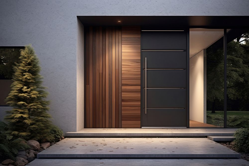 Wooden front door architecture protection entrance. AI generated Image by rawpixel.