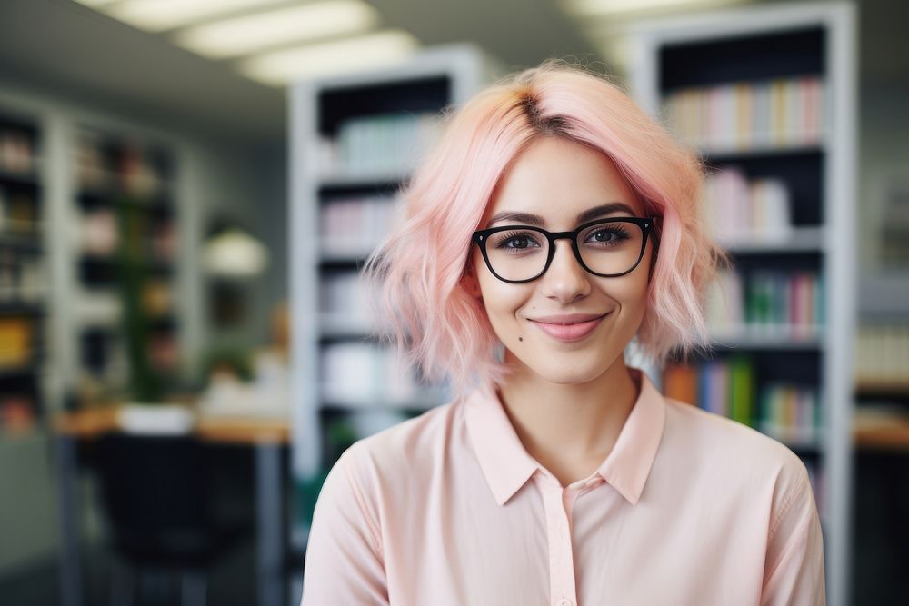 Adult glasses smile woman. AI generated Image by rawpixel.