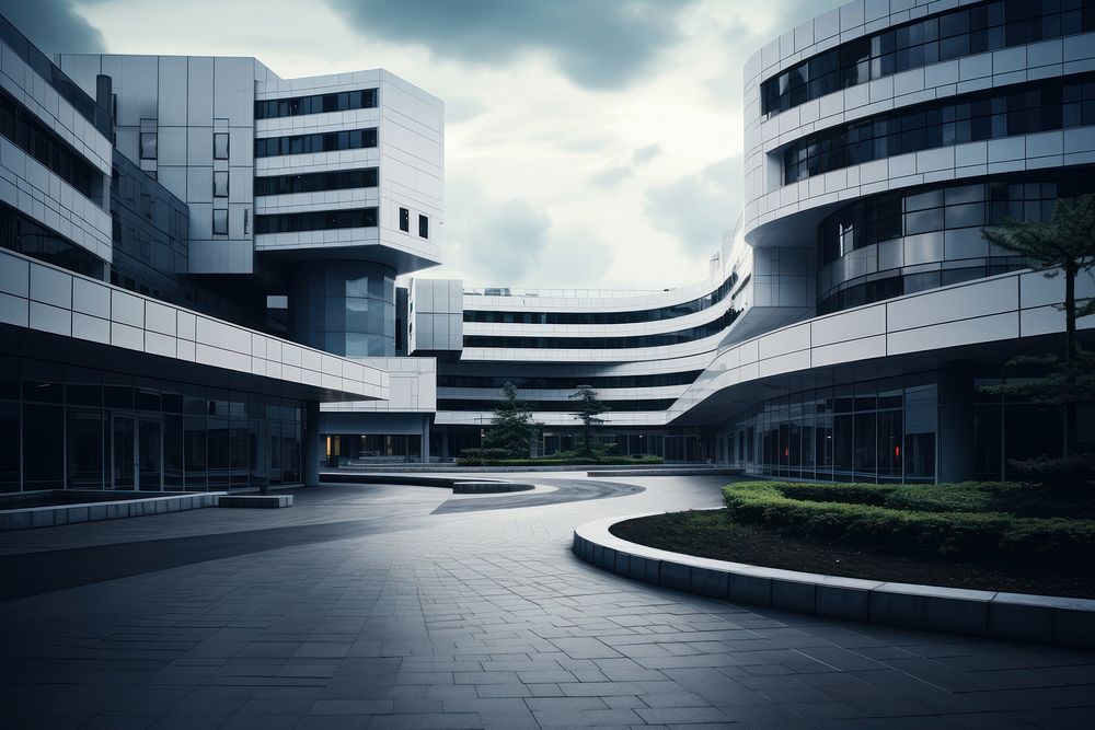 Modern hospital building architecture city headquarters. AI generated Image by rawpixel.