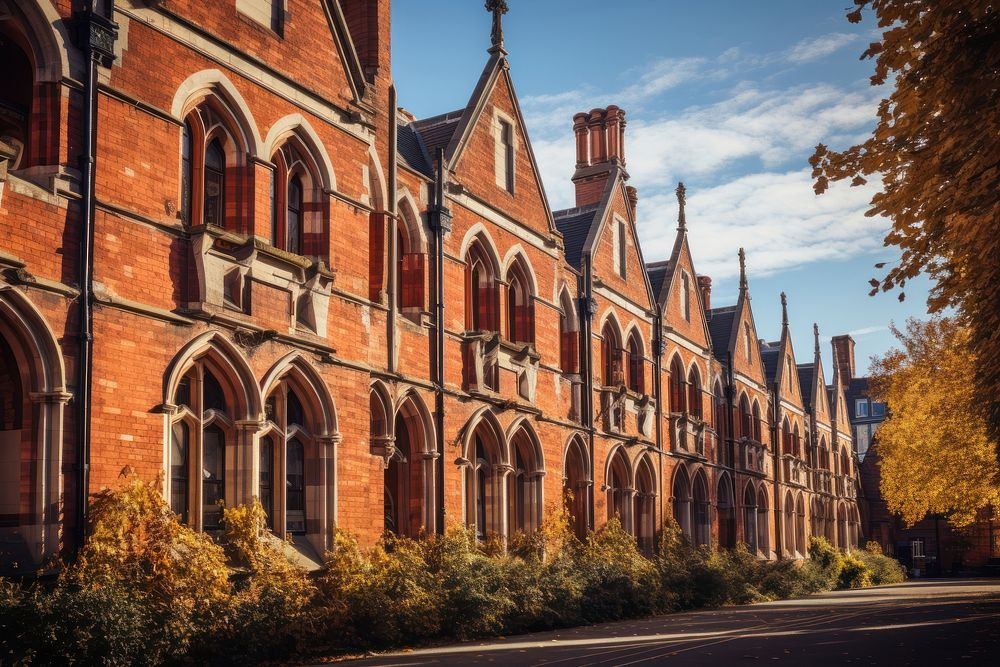 Red brick university architecture building house. AI generated Image by rawpixel.