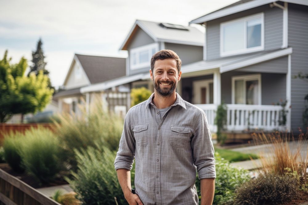 Smiling man outdoors standing adult. 