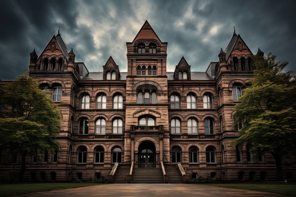 Old university building architecture house city. AI generated Image by rawpixel.