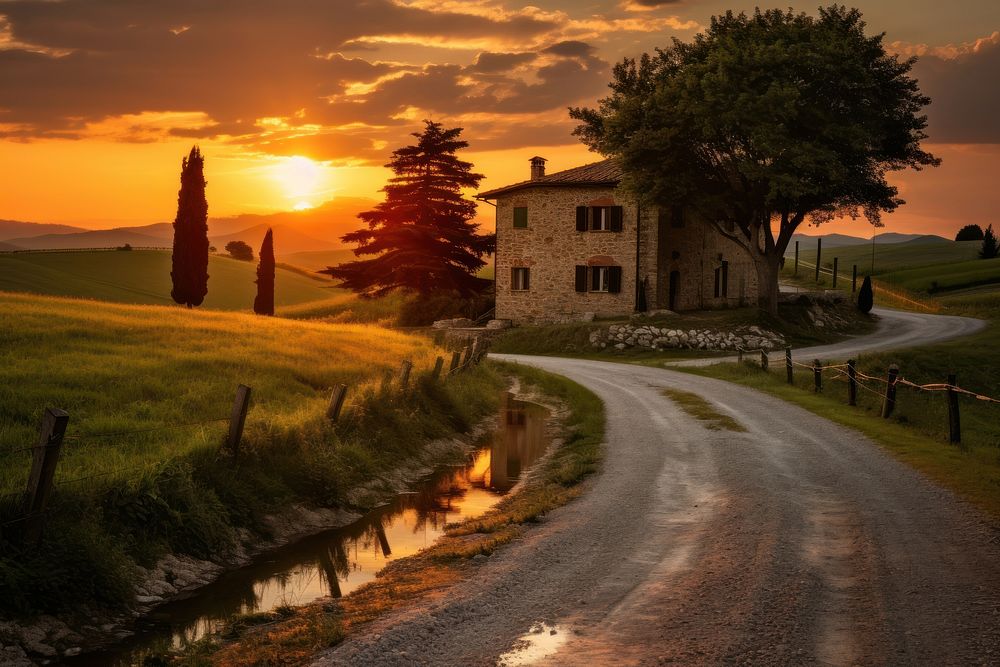 Farm in italy architecture landscape outdoors. AI generated Image by rawpixel.