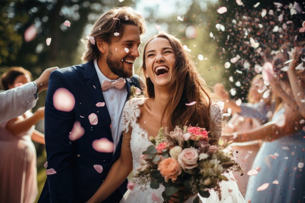 Wedding celebration laughing adult. AI generated Image by rawpixel.