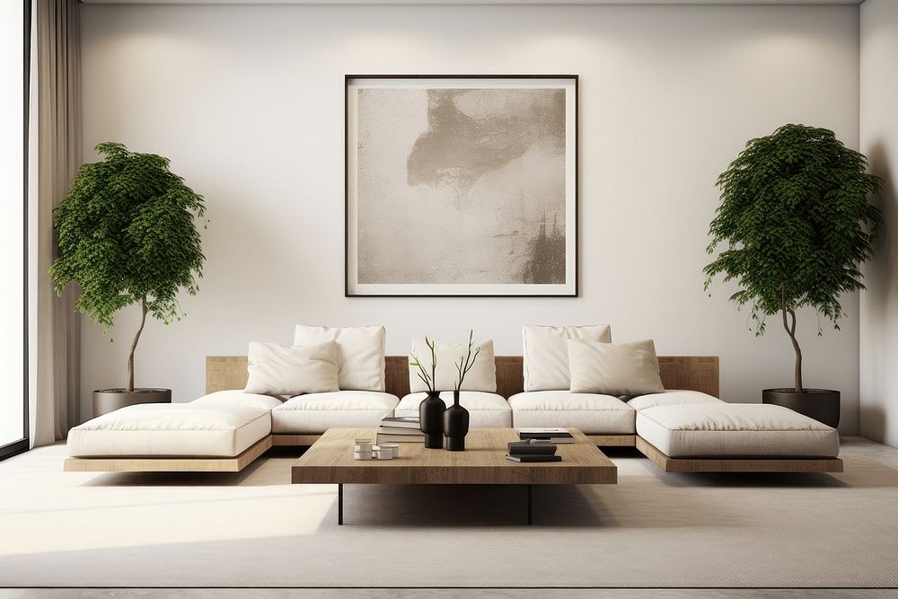Living room interior architecture furniture cushion. AI generated Image by rawpixel.