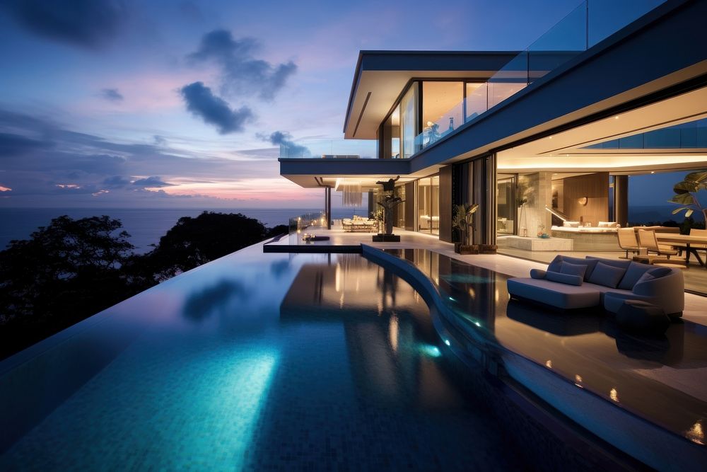 Luxury home architecture building outdoors. AI generated Image by rawpixel.