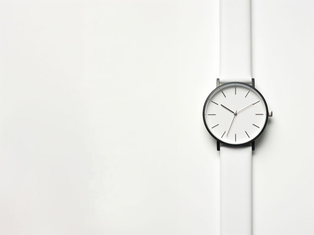 Minimalist white watch wristwatch clock deadline accuracy. AI generated Image by rawpixel.
