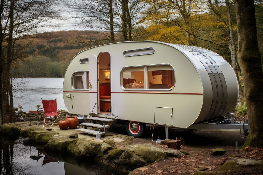 Modern caravan home architecture outdoors vehicle. AI generated Image by rawpixel.