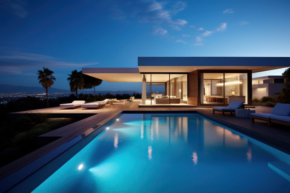 Modern home architecture building outdoors. 