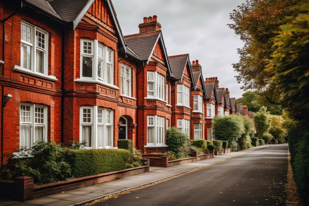 Red brick houses architecture building neighbourhood. AI generated Image by rawpixel.
