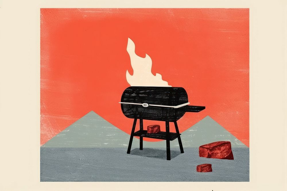 Barbecue art blackboard fireplace. AI generated Image by rawpixel.