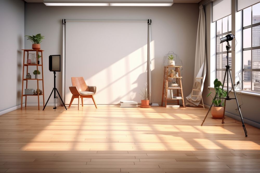 Photo studio furniture flooring hardwood. AI generated Image by rawpixel.