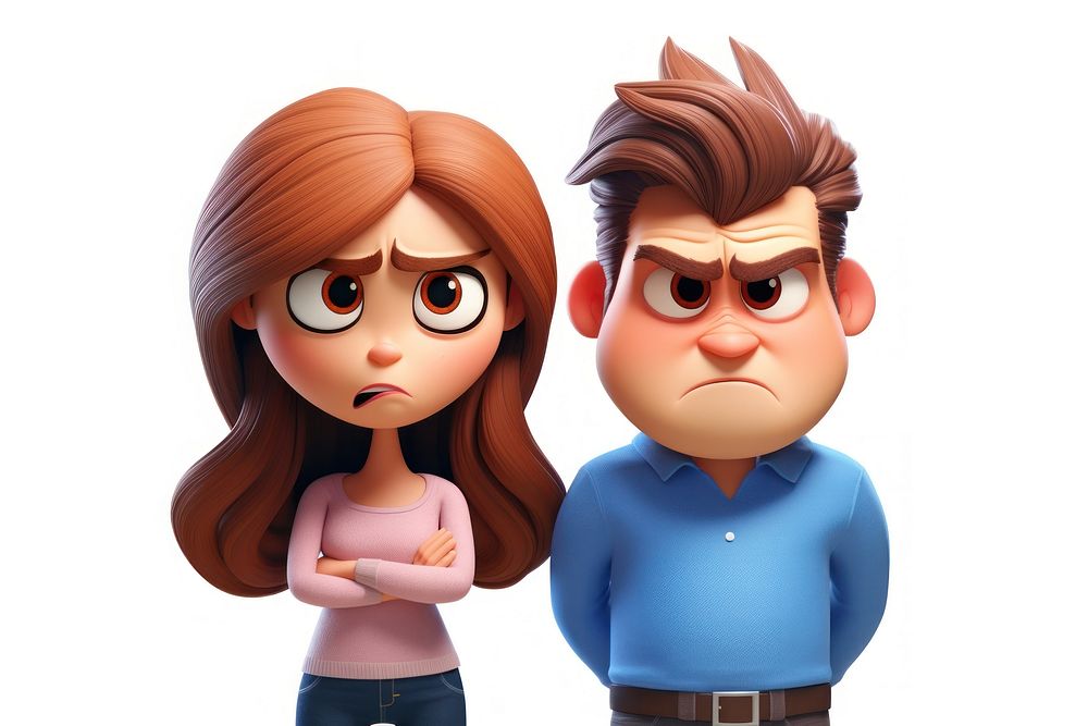 Couple cartoon toy white background. AI generated Image by rawpixel.
