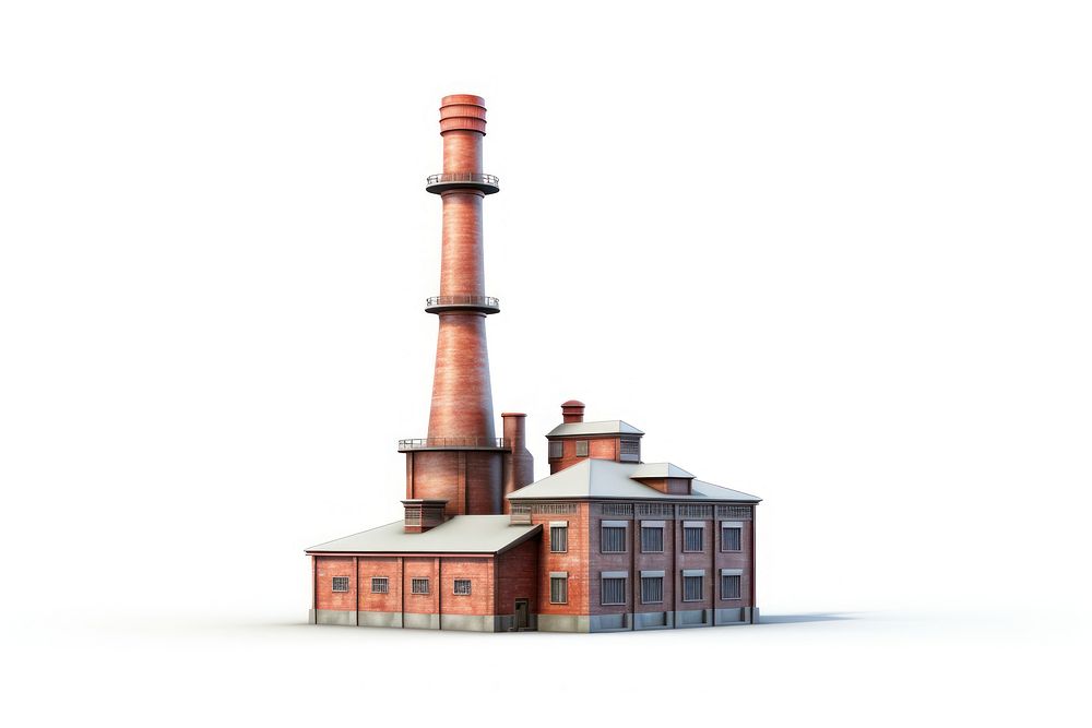 Factory chimney architecture building white background. AI generated Image by rawpixel.