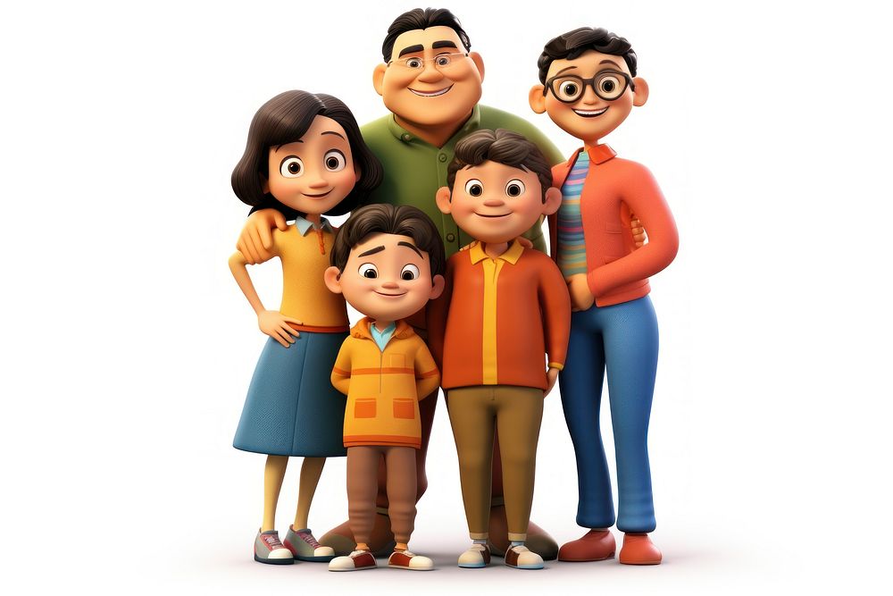 Asian family cartoon adult white background. AI generated Image by rawpixel.