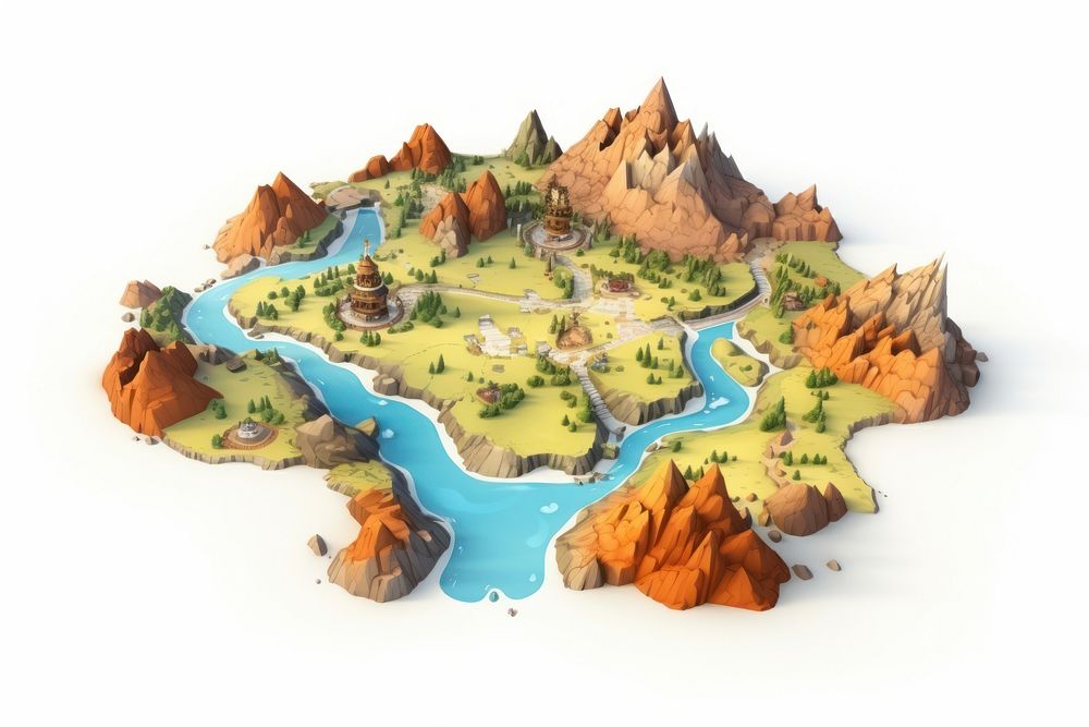 Old map landscape outdoors cartoon. AI generated Image by rawpixel.