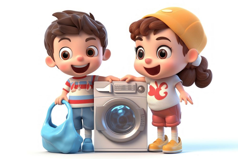 Laundry cartoon white background photographing. AI generated Image by rawpixel.