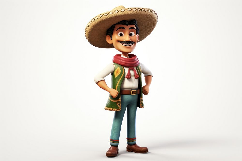 Cartoon toy white background sombrero. AI generated Image by rawpixel.