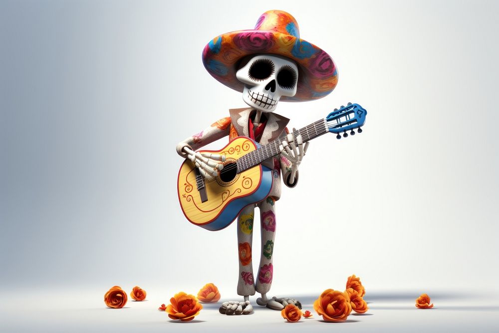 Sombrero cartoon guitar music. AI generated Image by rawpixel.