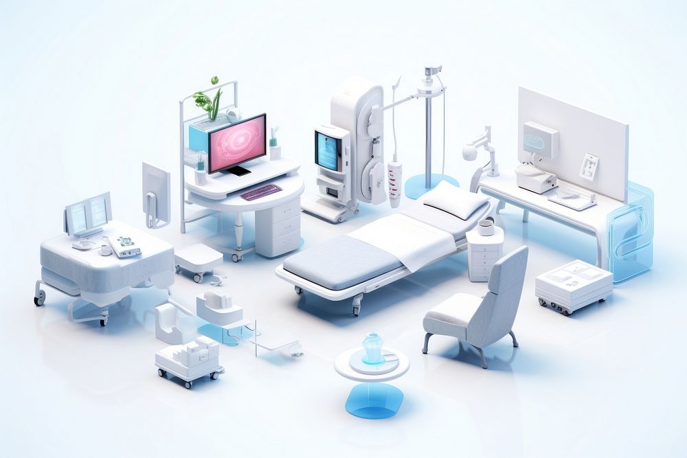 HEALTHCARE PLATFORM SERVICES furniture hospital architecture. AI generated Image by rawpixel.