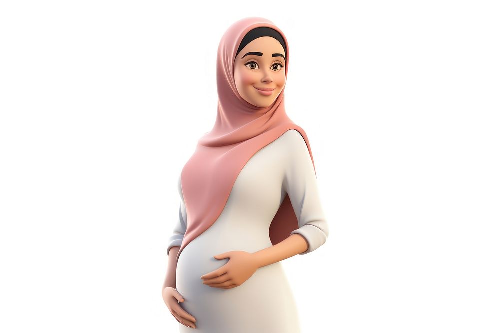 Pregnant adult woman white background. AI generated Image by rawpixel.