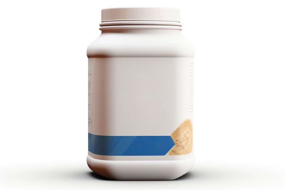 Whey Protein Package bottle white background astragalus. AI generated Image by rawpixel.