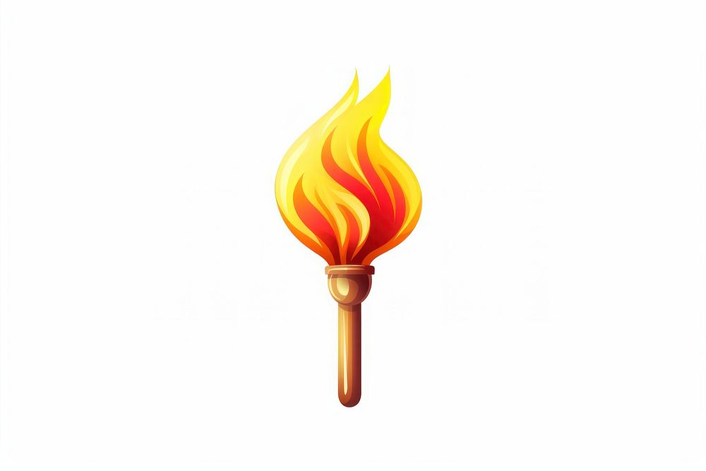 Fire torch white background glowing. AI generated Image by rawpixel.