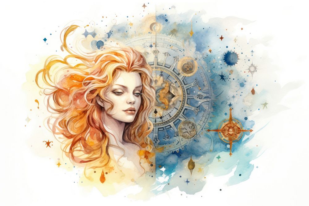 Astrology painting portrait drawing. AI generated Image by rawpixel.