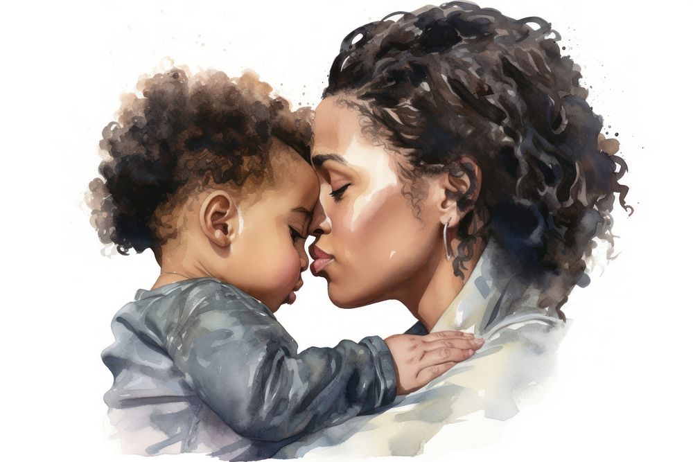 Kissing portrait adult baby. AI generated Image by rawpixel.