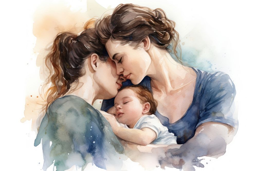 Baby portrait kissing togetherness. AI generated Image by rawpixel.