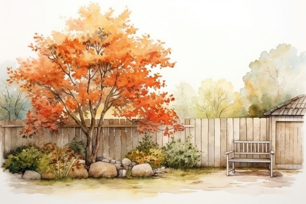 Autumn outdoors backyard nature. AI generated Image by rawpixel.