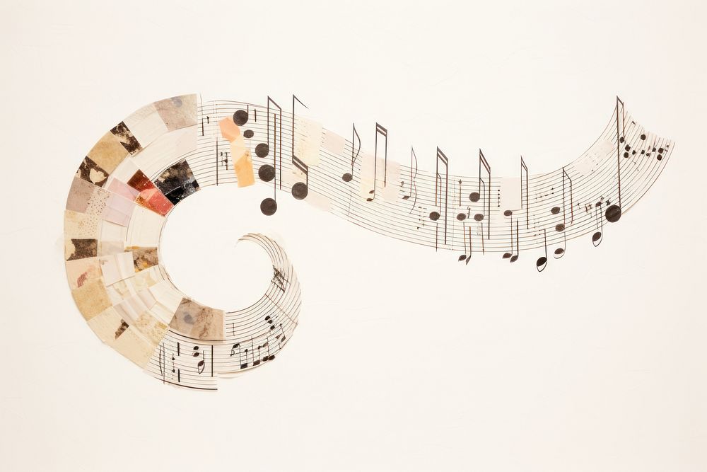 Music note collage art creativity.