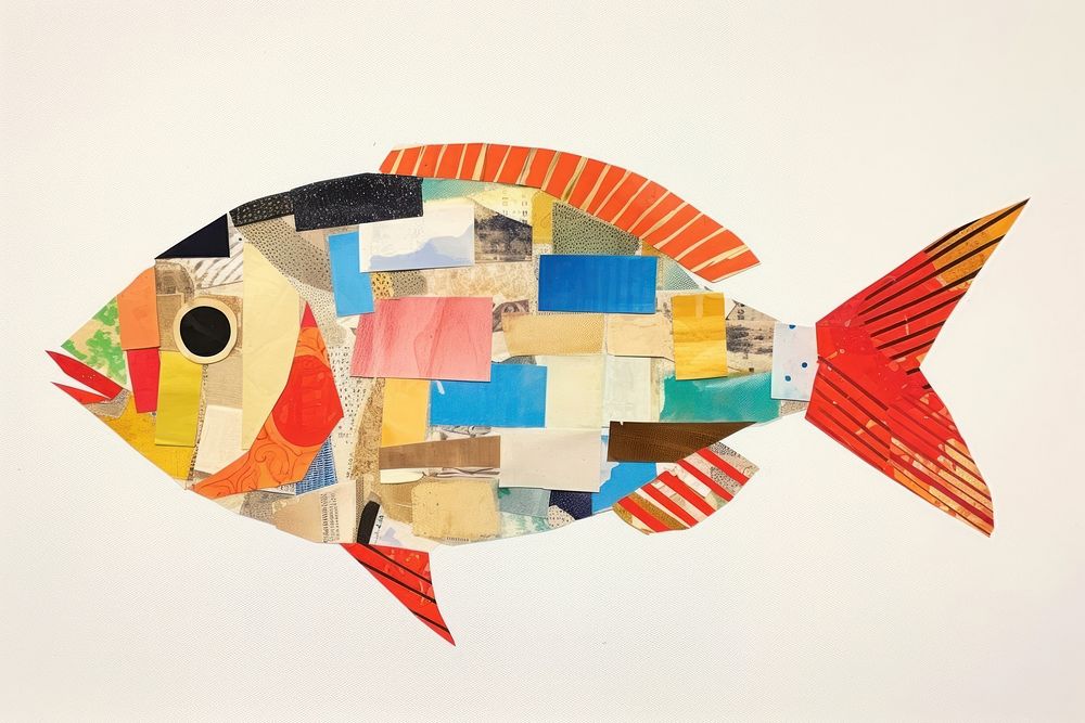Fish painting collage animal. AI generated Image by rawpixel.