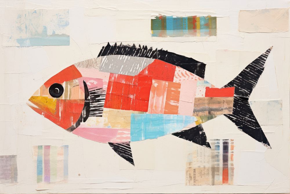 Fish collage painting animal. 