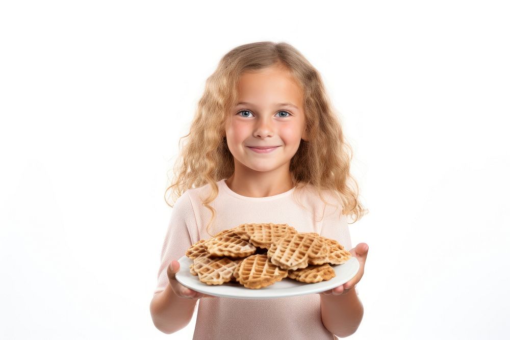 Waffle portrait holding plate. AI generated Image by rawpixel.