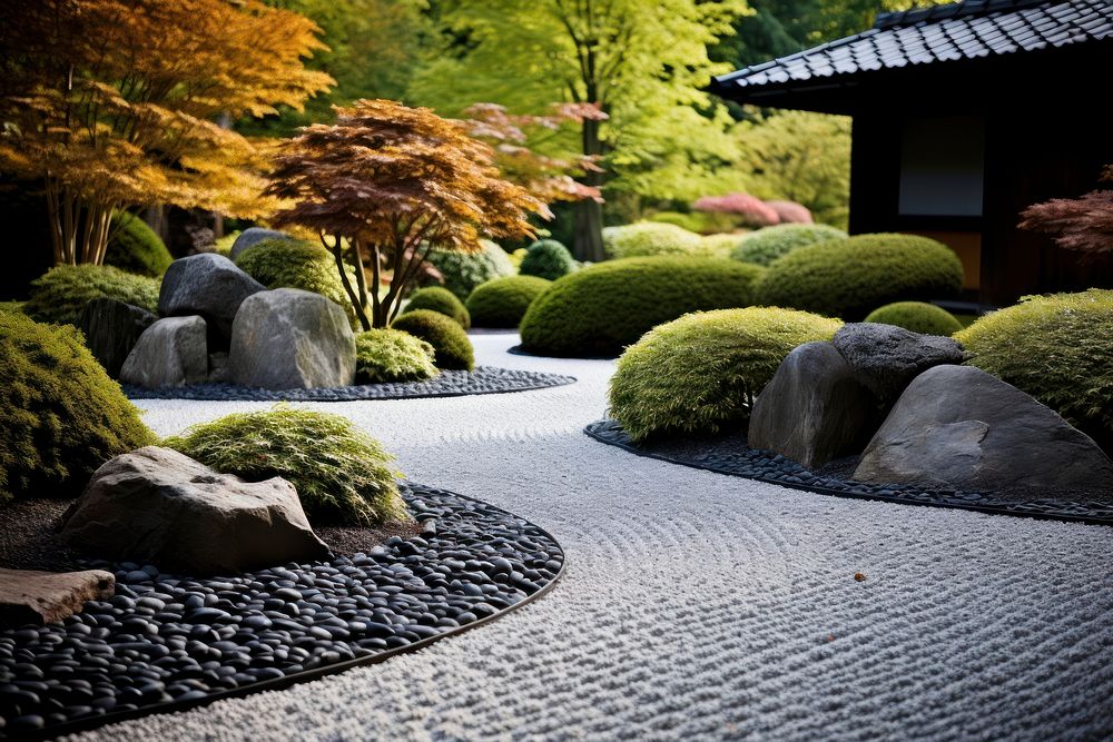 Gravel garden architecture outdoors nature. 