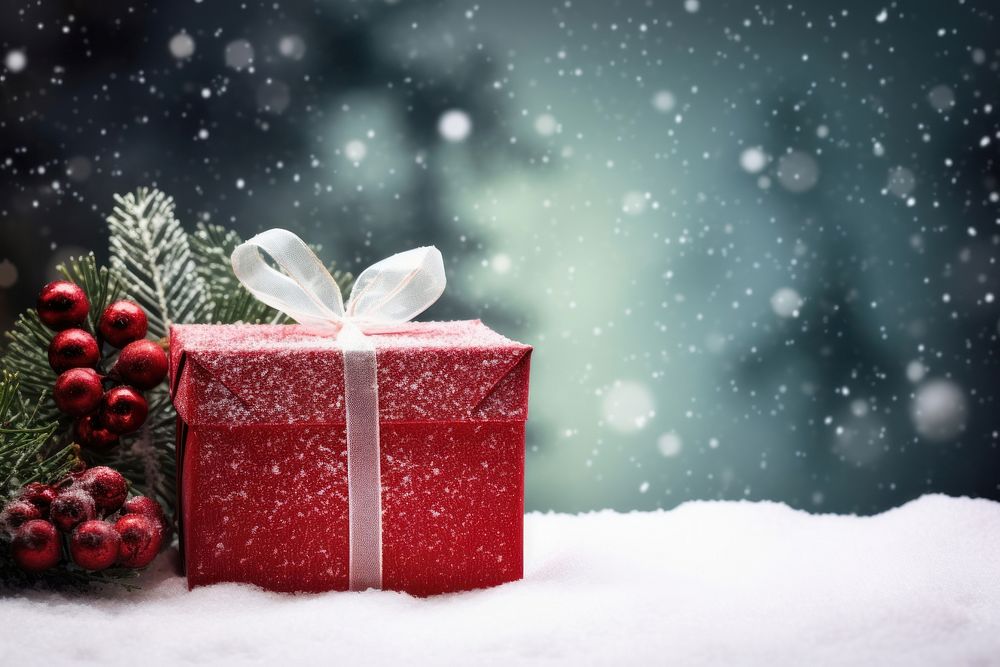Christmas gift box christmas snow red. AI generated Image by rawpixel.