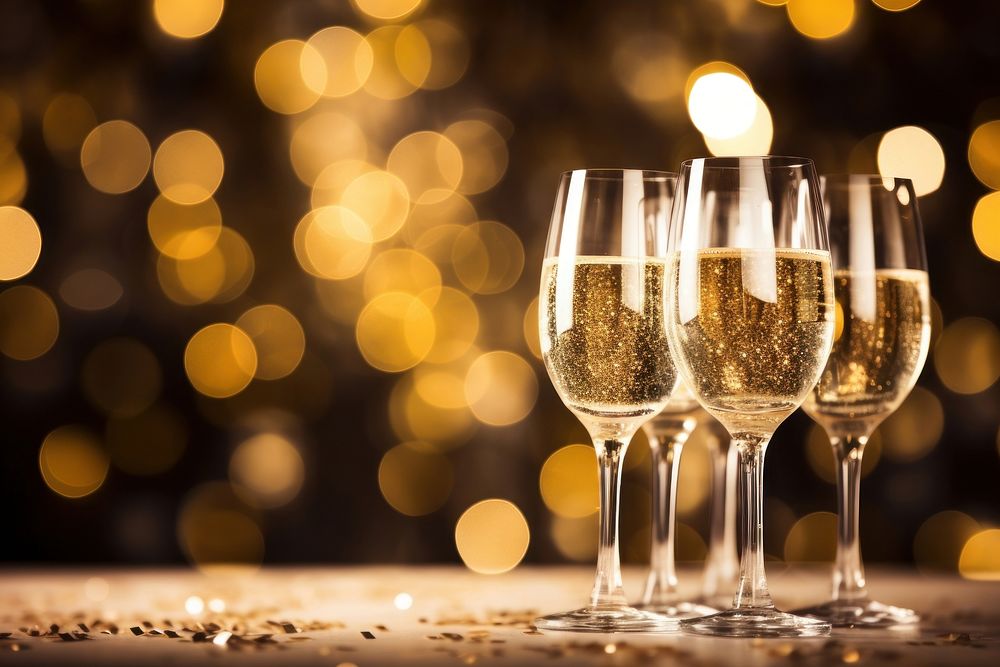 Champagne glasses christmas drink party. AI generated Image by rawpixel.