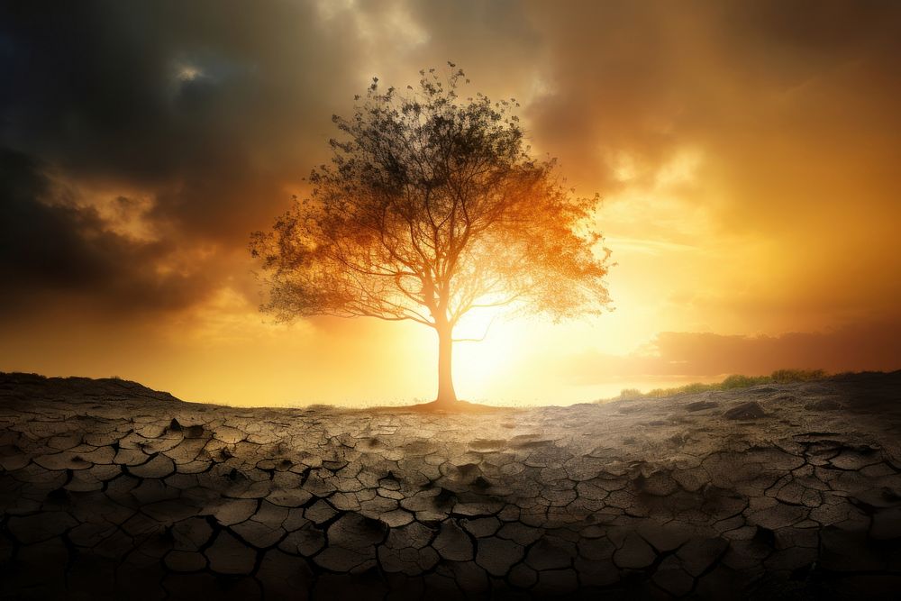 Climate change landscape sunlight outdoors. AI generated Image by rawpixel.