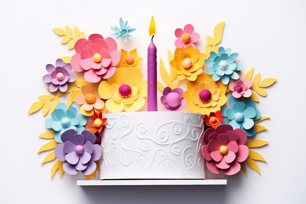 Happy birthday dessert craft cake. AI generated Image by rawpixel.