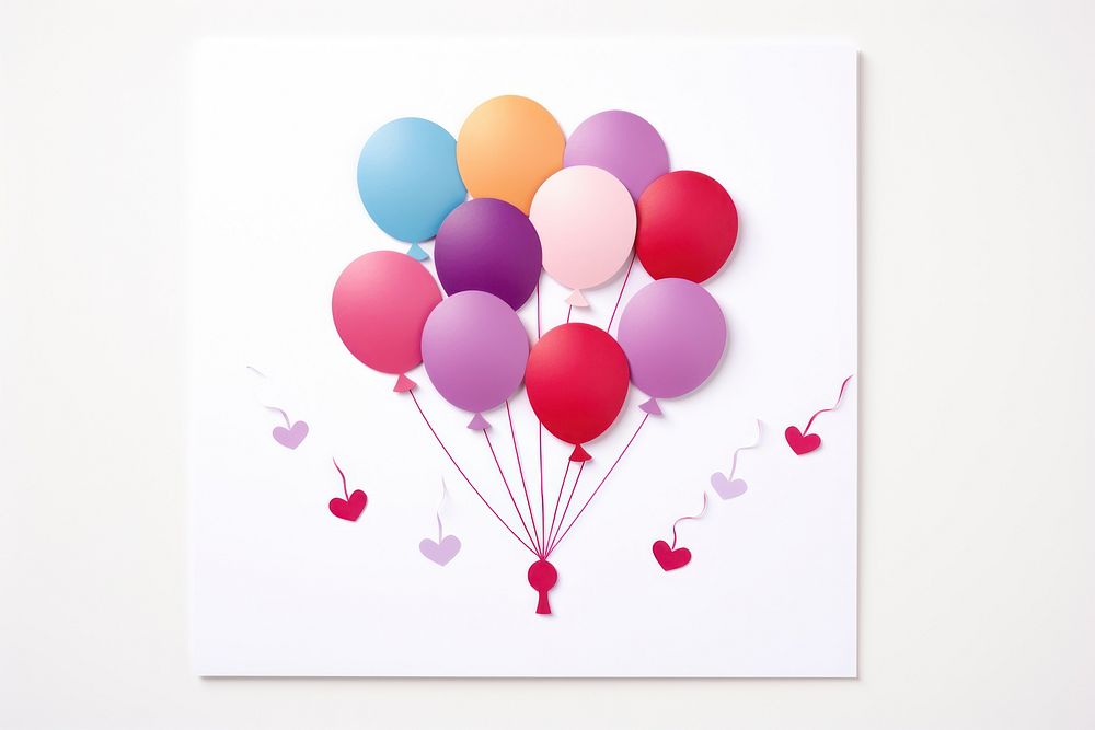 Happy birthday card balloon paper anniversary. AI generated Image by rawpixel.