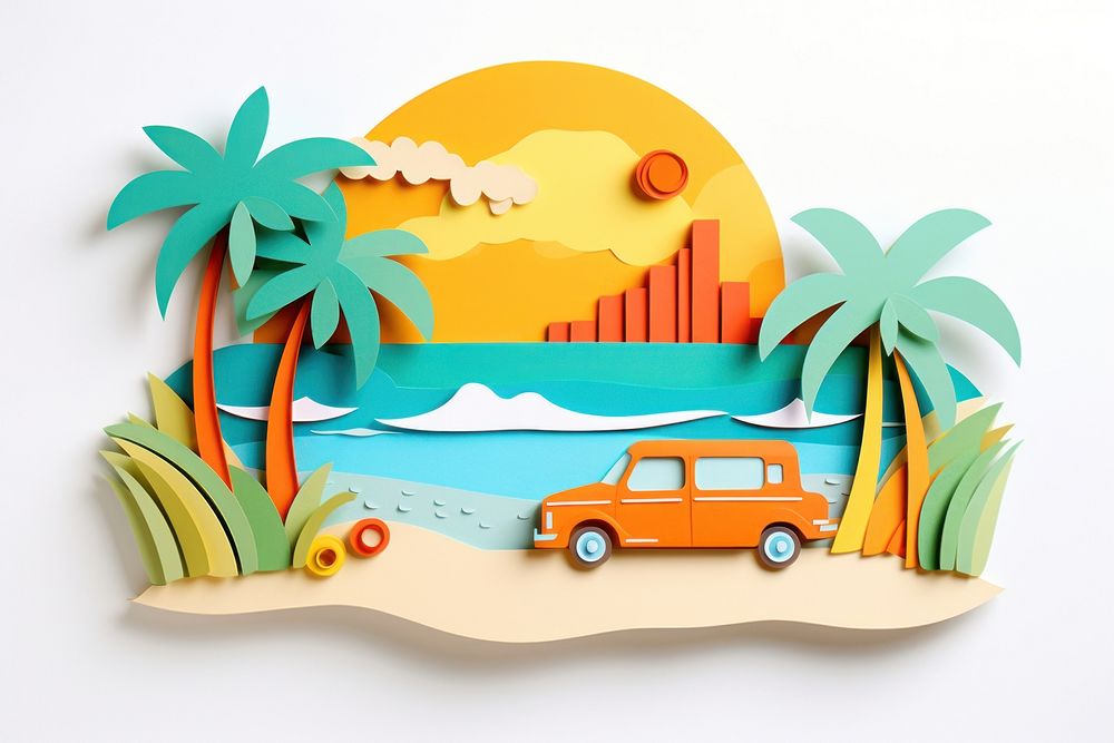 Vacation vehicle art representation. AI generated Image by rawpixel.